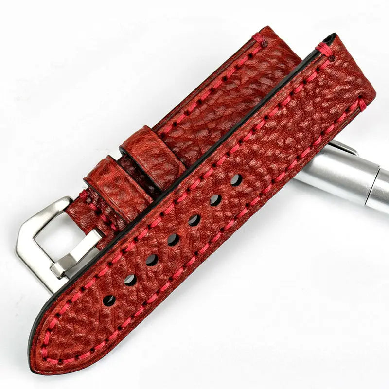 MAIKES New fashion watch accessories 20 22 24 26mm Italian leather watchbands red watch strap for Panerai watch band bracelet