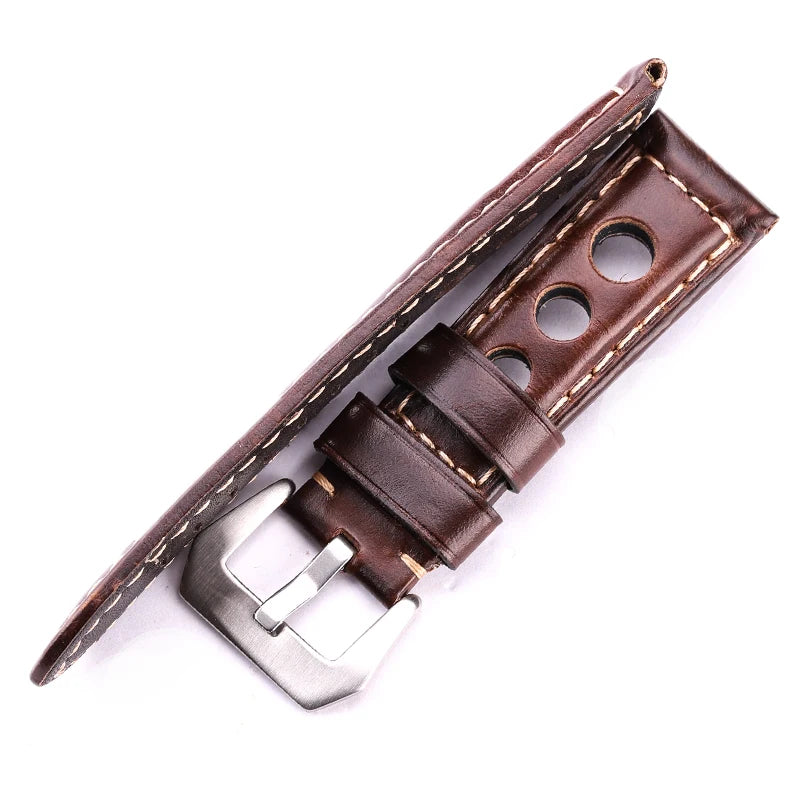 Oil Wax Cowhide Leather Watch Strap 22-24mm