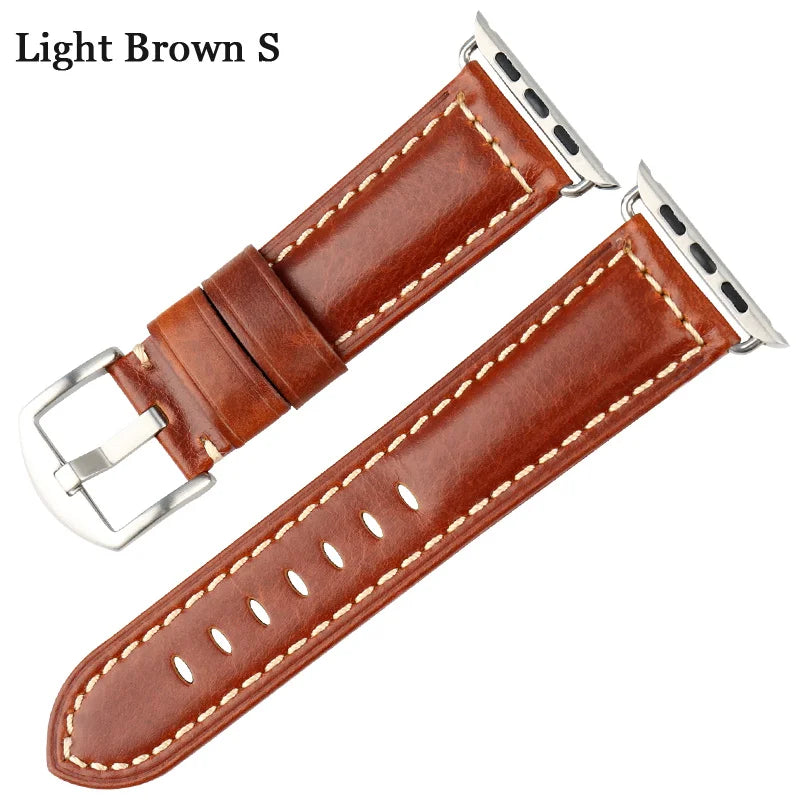 MAIKES Genuine Leather Watchband For Apple Watch Strap 45mm 41mm 42mm 44mm 40mm Series 7 6 SE 5 4 3 iWatch Watch Band