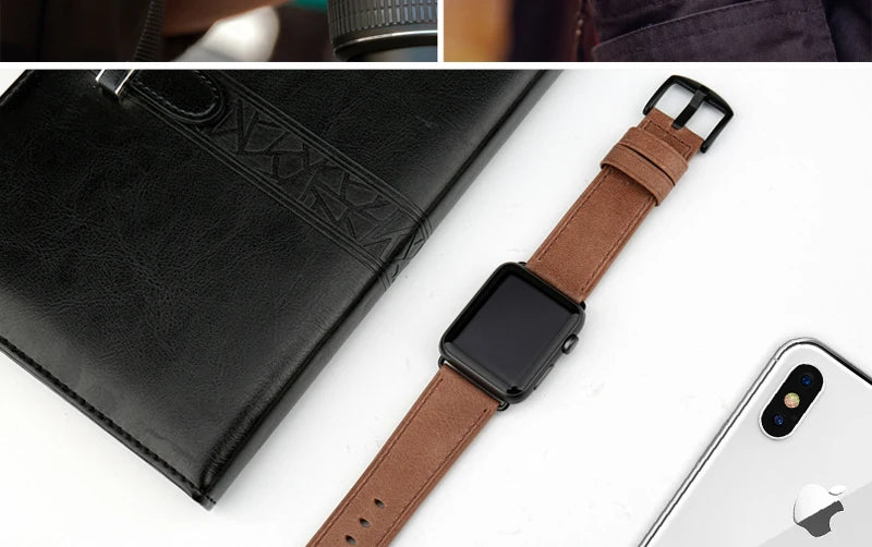 Top Quality Leather Strap For Apple Watch Band 45mm 41mm 44mm 40mm 42mm 38mm Series 7 6 SE 5 4 3 iWatch Watchband