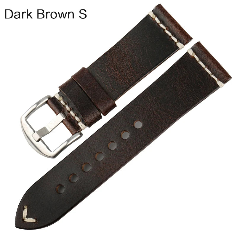 MAIKES Vintage Oil Wax Leather Watch Band Watch Accessories Bracelet 20mm 22mm 24mm Blue Watchband Watch Strap For Omega MIDO