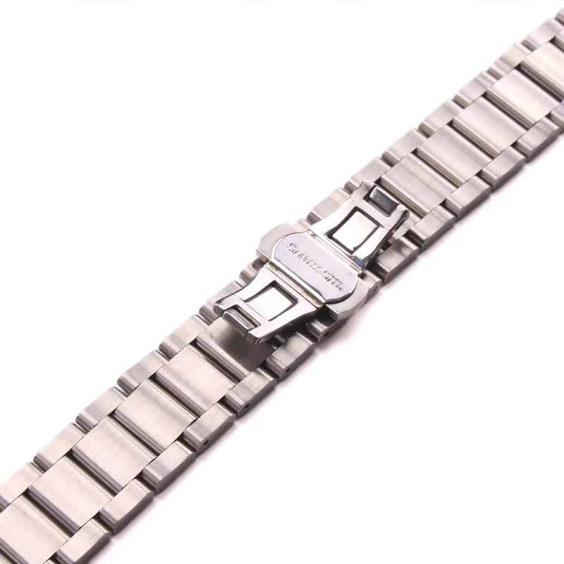 316L Stainless Steel Metal Watch Strap 18–24mm Silver