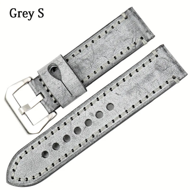 MAIKES Brown Vintage Bridle Leather Watch Strap 22-24mm for Panerai