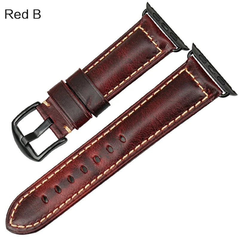 Vintage Cow Leather Apple Watch Strap – 40-45mm for Series 4-9 & SE