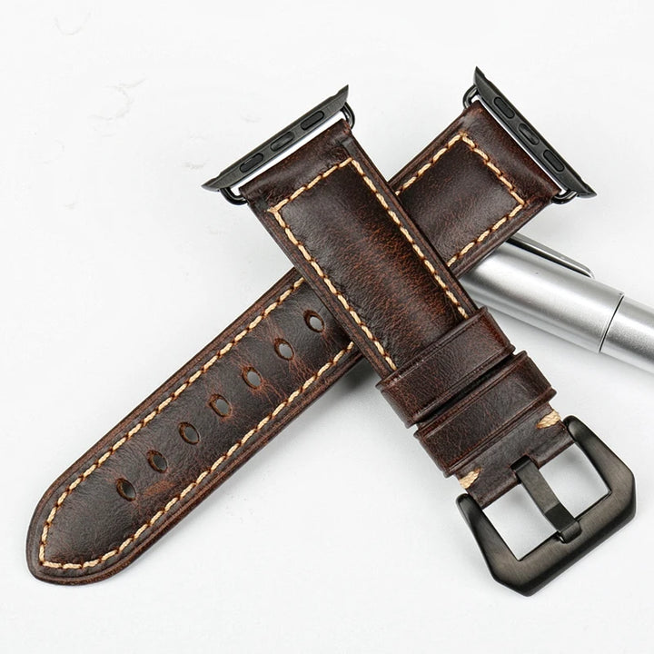 Vintage Genuine Leather Apple Watch Band Series 6–7, 38–45mm – MAIKES