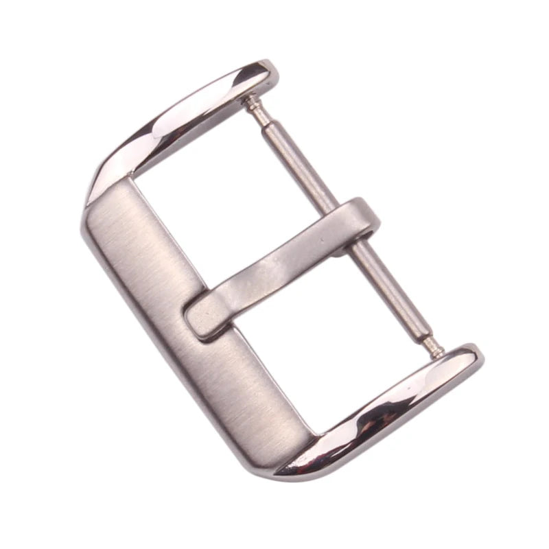 Middle Brushed Stainless Steel Watch Pin Buckle 16mm 18mm 20mm 22mm Silver Gold Black Leather Watch Band Strap Clasp Accessories