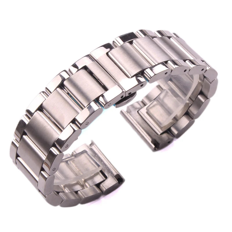 316L Stainless Steel Metal Watch Strap 18–24mm Silver