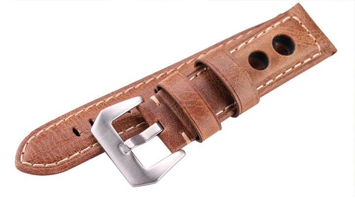 Oil Wax Cowhide Leather Watch Strap 22-24mm