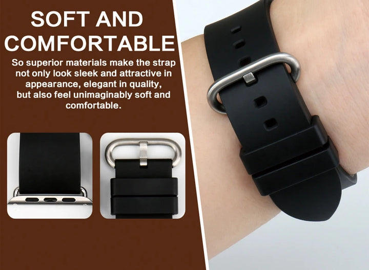 MAIKES Rubber Strap For Apple Watch Band 45mm 41mm 42mm 44mm 40mm Series 7 6 SE 5 4 3 iWatch Bracelet