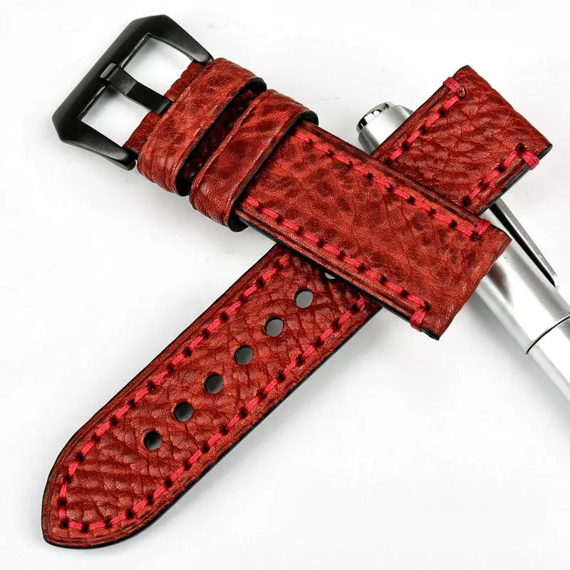 MAIKES New fashion watch accessories 20 22 24 26mm Italian leather watchbands red watch strap for Panerai watch band bracelet
