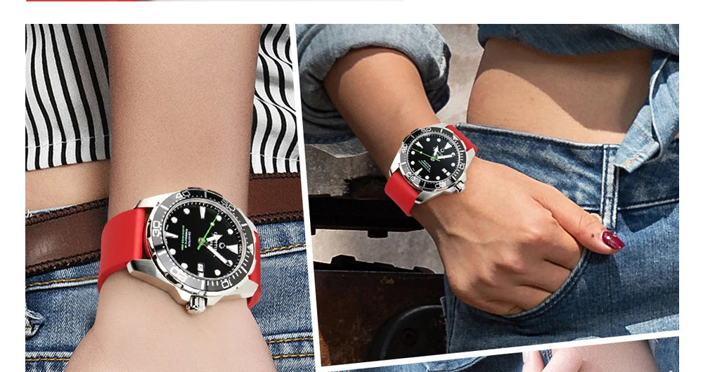 MAIKES New Design Watch Band Black 20mm 22mm 24mm Watchband Sports Fluoro Rubber Watch Strap Watch Accessories