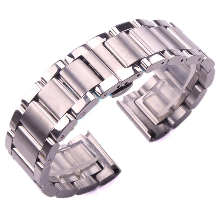 316L Stainless Steel Metal Watch Strap 18–24mm Silver