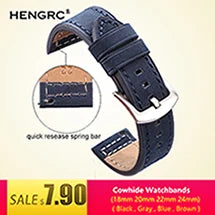 Oil Wax Cowhide Leather Watch Strap 22-24mm