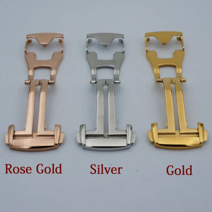 316L Stainless Steel Watch Strap – 16-20mm Silver with Butterfly Clasp for Omega