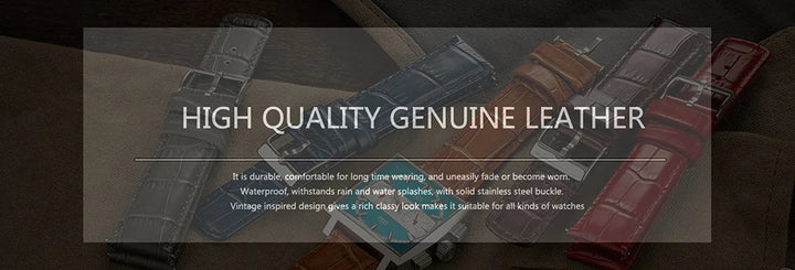 Premium Genuine Leather Watch Strap 12–24mm (With Tool)