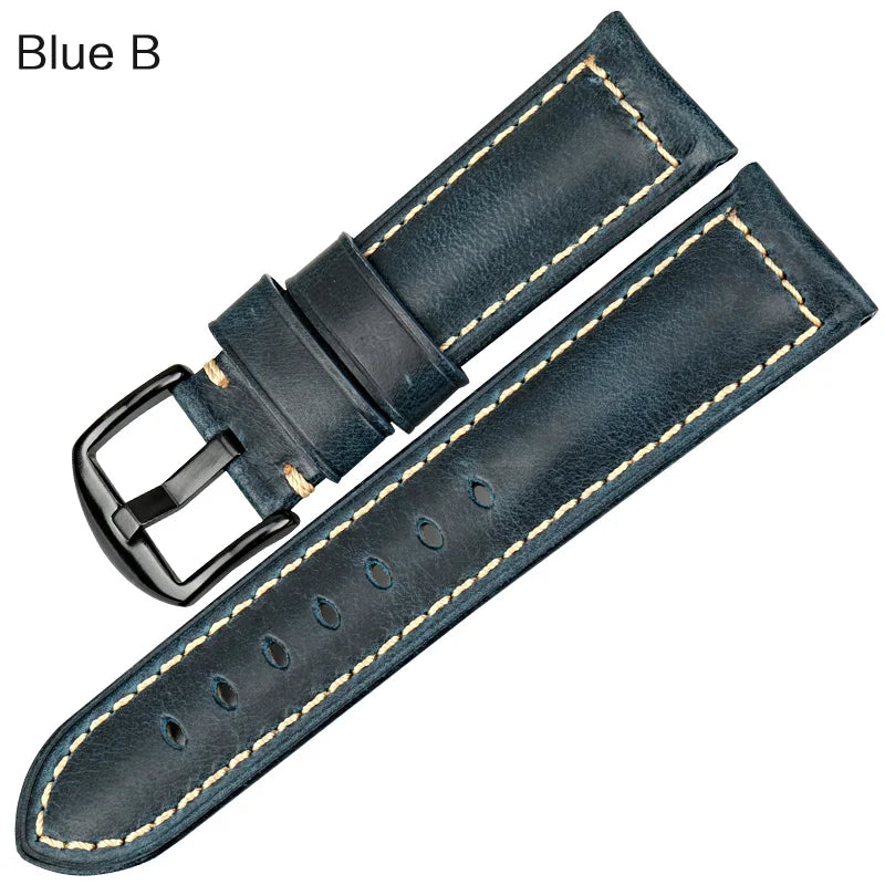 Red Leather Watch Strap – Vintage Style for Panerai, Seiko, Tissot & Smartwatches