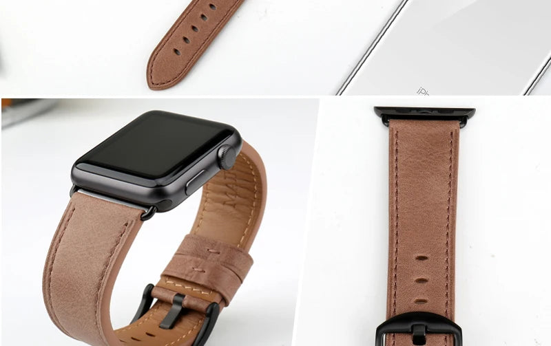 Top Quality Leather Strap For Apple Watch Band 45mm 41mm 44mm 40mm 42mm 38mm Series 7 6 SE 5 4 3 iWatch Watchband
