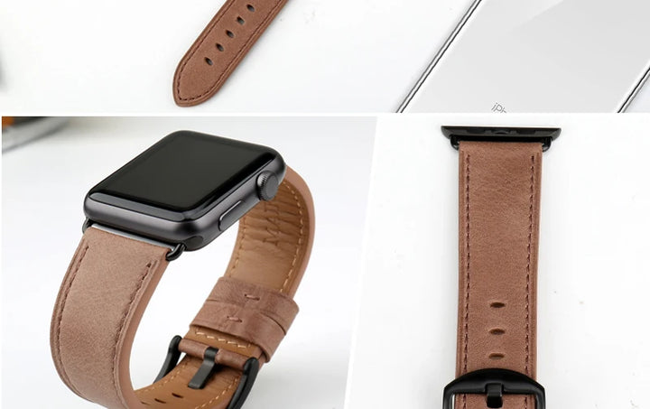 Top Quality Leather Strap For Apple Watch Band 45mm 41mm 44mm 40mm 42mm 38mm Series 7 6 SE 5 4 3 iWatch Watchband