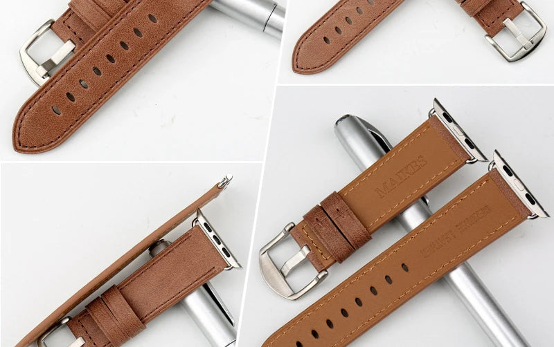 Top Quality Leather Strap For Apple Watch Band 45mm 41mm 44mm 40mm 42mm 38mm Series 7 6 SE 5 4 3 iWatch Watchband