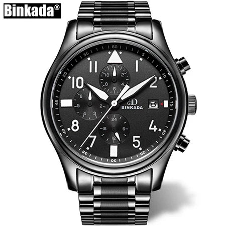 BINKADA Skeleton Automatic Men’s Watch – Waterproof Self-Winding Mechanical Tourbillon