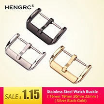 Solid Stainless Steel Watch Band Clasp 16–24mm Silver/Gold/Black