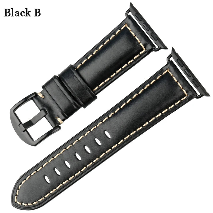 MAIKES Genuine Leather Watchband For Apple Watch Strap 45mm 41mm 42mm 44mm 40mm Series 7 6 SE 5 4 3 iWatch Watch Band