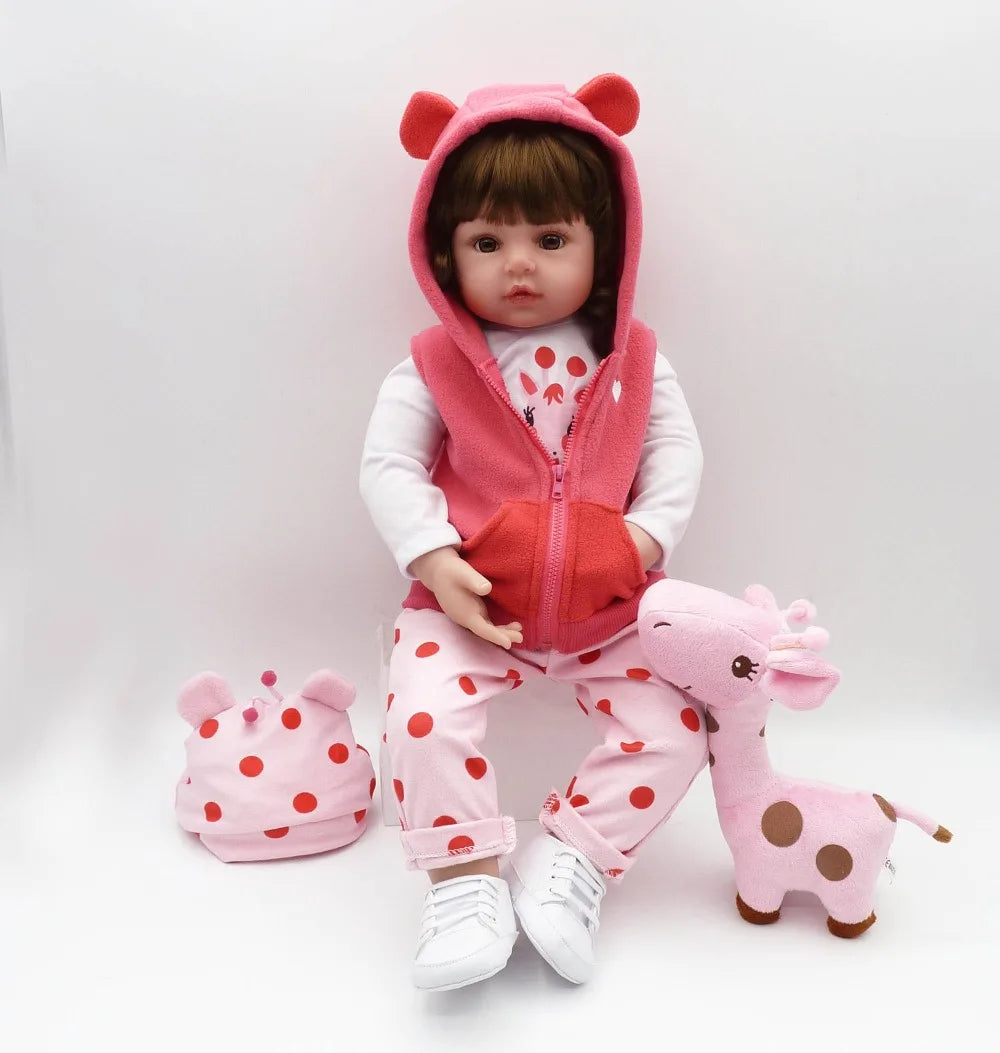 47 cm Soft Silicone Reborn Toddler Doll – Lifelike Baby Girl with Soft Body