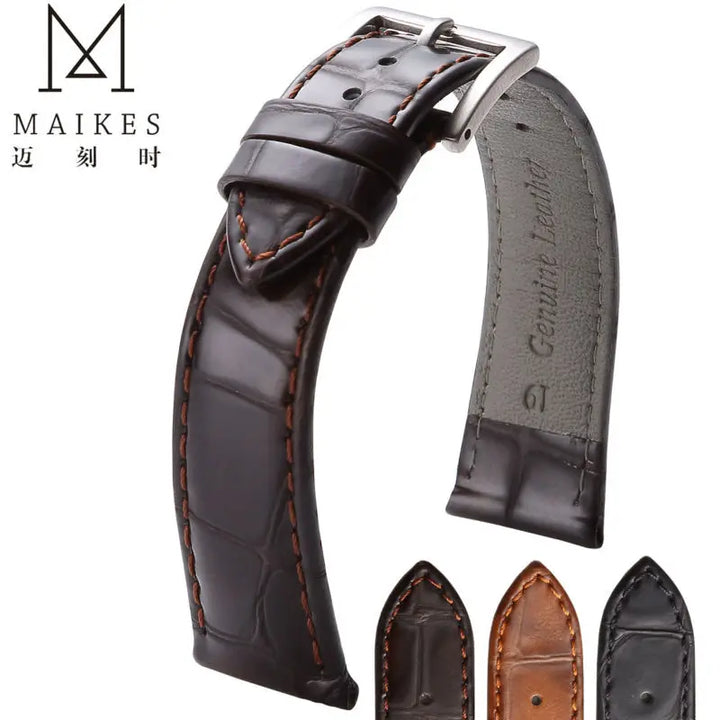 MAIKES New Arrival Genuine Leather watch men strap 18mm 19mm 20mm 22mm For High Quality Watch Band women