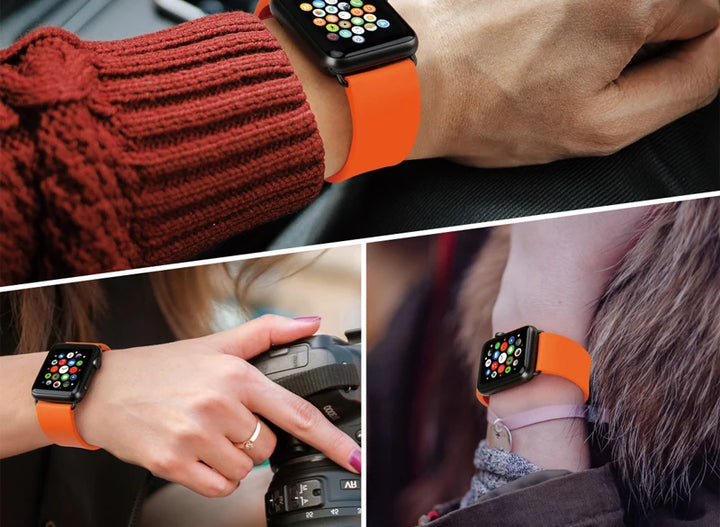 MAIKES Rubber Strap For Apple Watch Band 45mm 41mm 42mm 44mm 40mm Series 7 6 SE 5 4 3 iWatch Bracelet