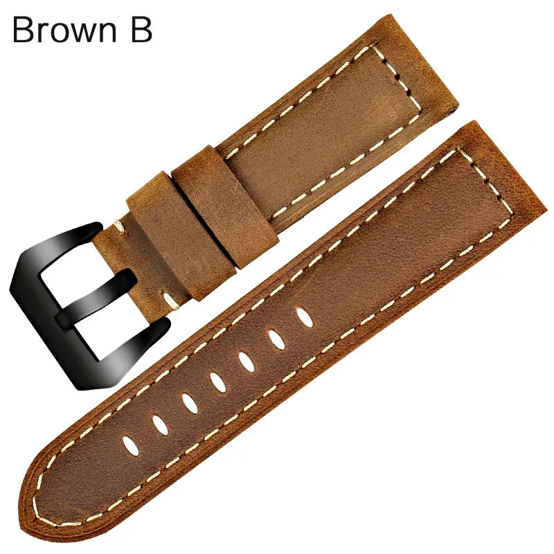 Vintage Genuine Leather Watch Strap 22–26mm for Panerai – Wheat