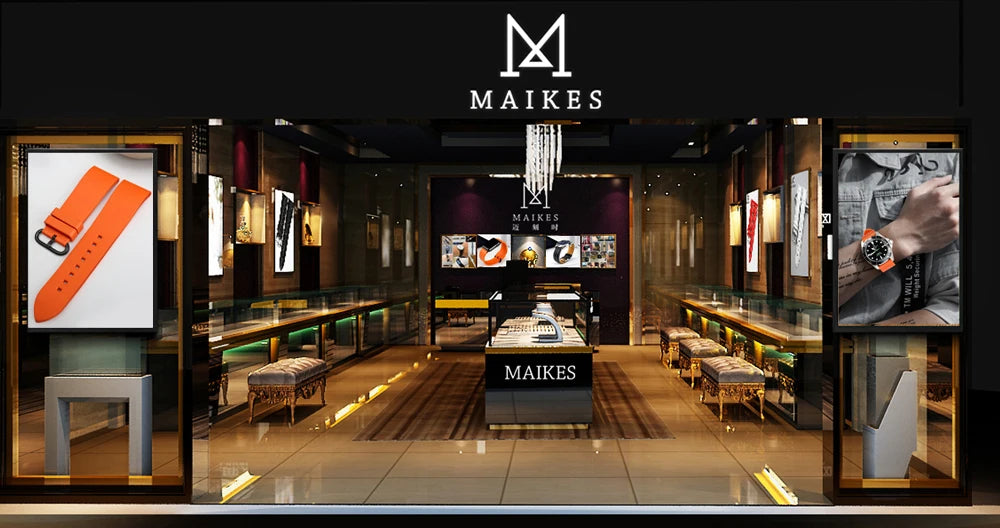 MAIKES New Design Watch Band Black 20mm 22mm 24mm Watchband Sports Fluoro Rubber Watch Strap Watch Accessories