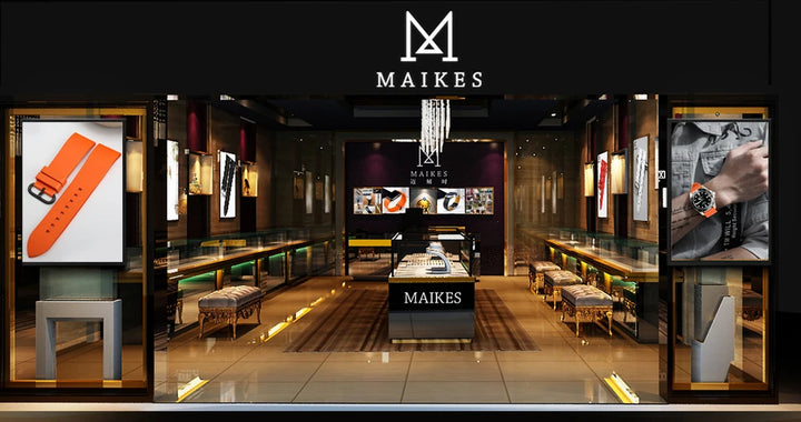 MAIKES New Design Watch Band Black 20mm 22mm 24mm Watchband Sports Fluoro Rubber Watch Strap Watch Accessories