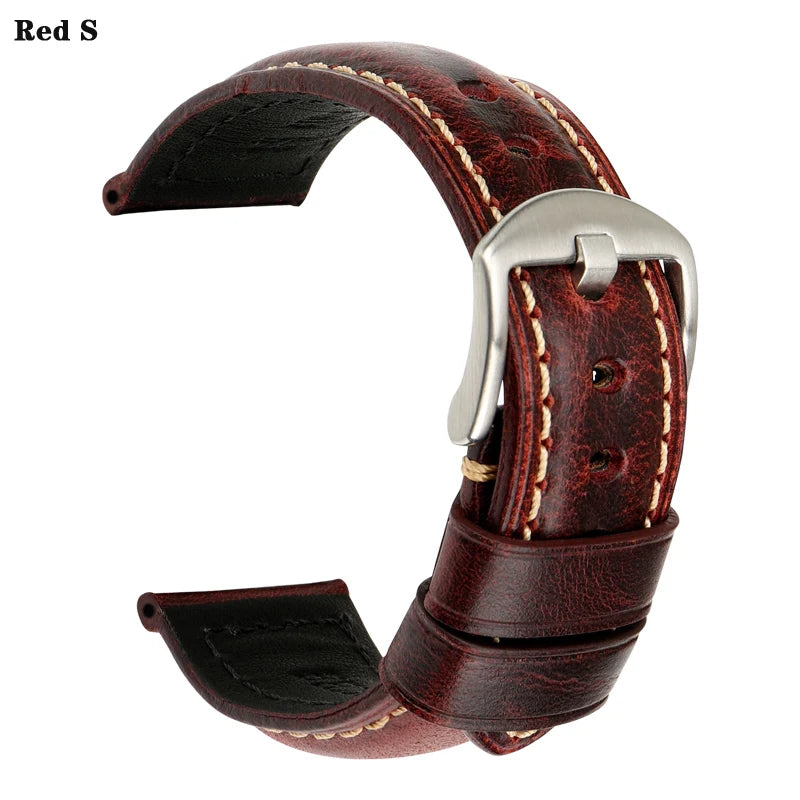 Vintage Oil Wax Leather Watch Strap 20–26mm for Panerai & Breitling – MAIKES