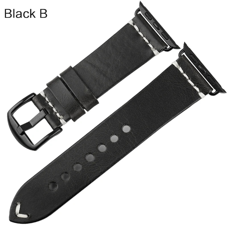 Vintage Oil Wax Leather Apple Watch Band Series 3–7, 38–45mm – MAIKES