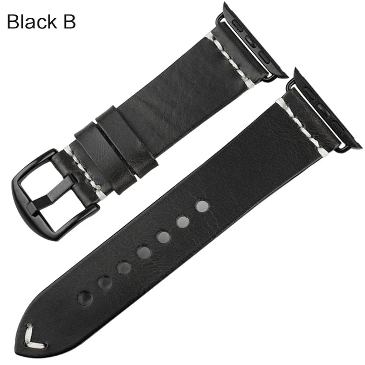 Vintage Oil Wax Leather Apple Watch Band Series 3–7, 38–45mm – MAIKES