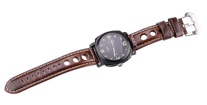 Oil Wax Cowhide Leather Watch Strap 22-24mm