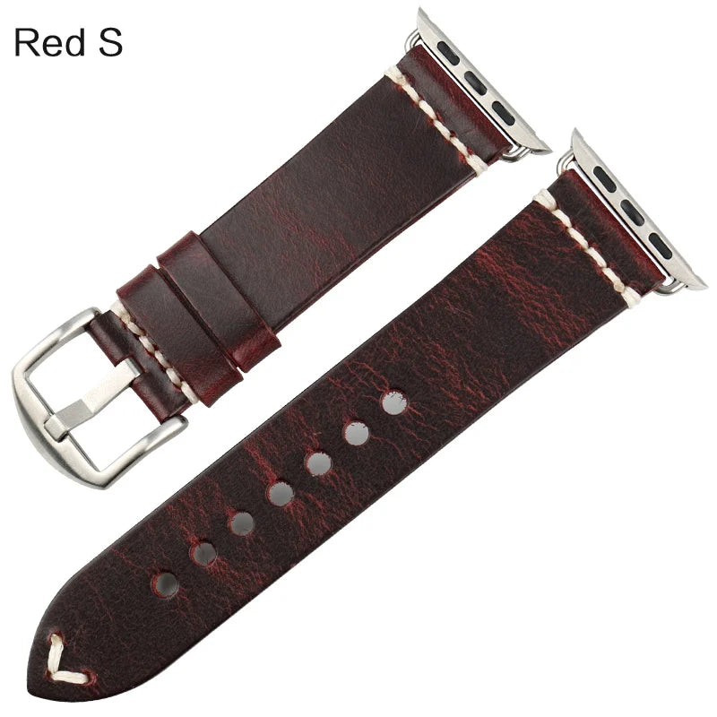 Vintage Oil Wax Leather Apple Watch Band Series 3–7, 38–45mm – MAIKES