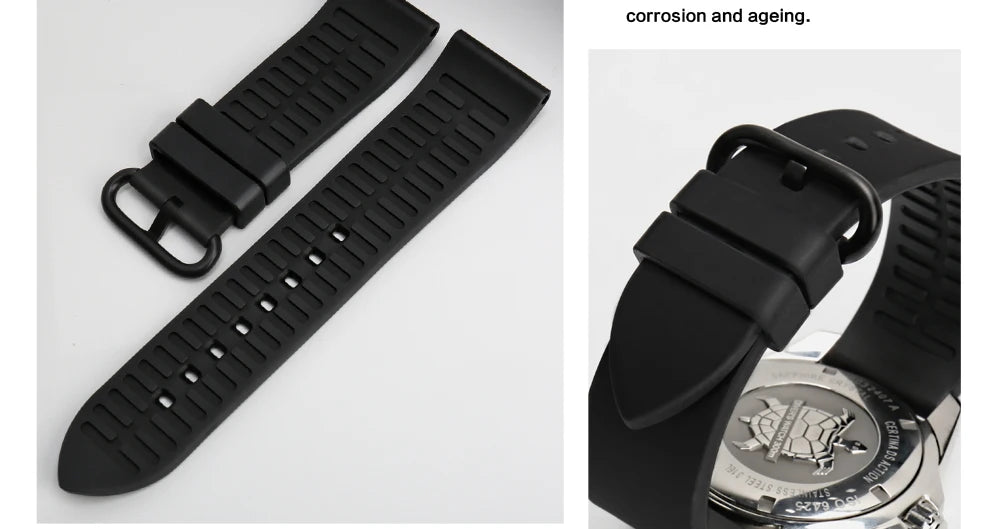 MAIKES New Design Watch Band Black 20mm 22mm 24mm Watchband Sports Fluoro Rubber Watch Strap Watch Accessories