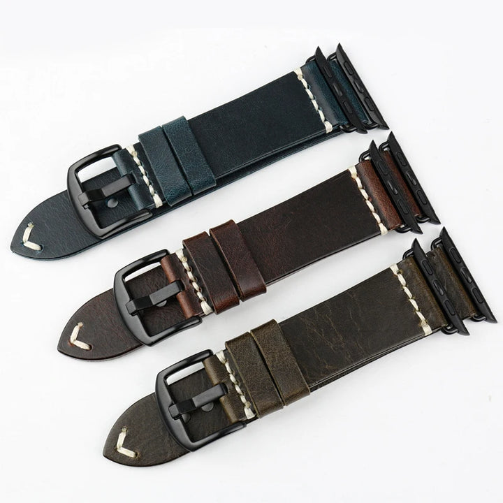 Top Leather Strap For Apple Watch Band 45mm 41mm 44mm 40mm 42mm 38mm Series 9 8 7 6 SE 5 4 3 iWatch Bracelet Watchband