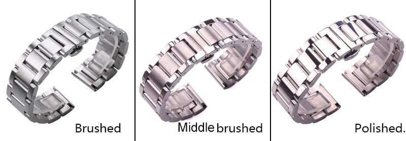 316L Stainless Steel Metal Watch Strap 18–24mm Silver