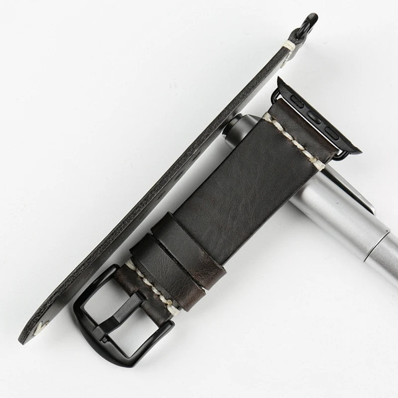 Vintage Oil Wax Leather Apple Watch Band Series 3–7, 38–45mm – MAIKES