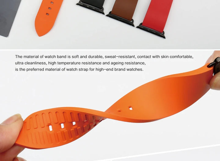 MAIKES Rubber Strap For Apple Watch Band 45mm 41mm 42mm 44mm 40mm Series 7 6 SE 5 4 3 iWatch Bracelet