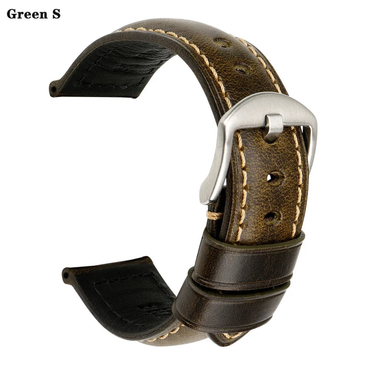 MAIKES Vintage Cowhide Leather Watch Strap – 20/22/24mm for Panerai & Fossil