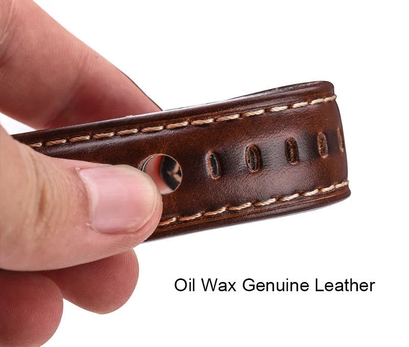 Oil Wax Cowhide Leather Watch Strap 22-24mm