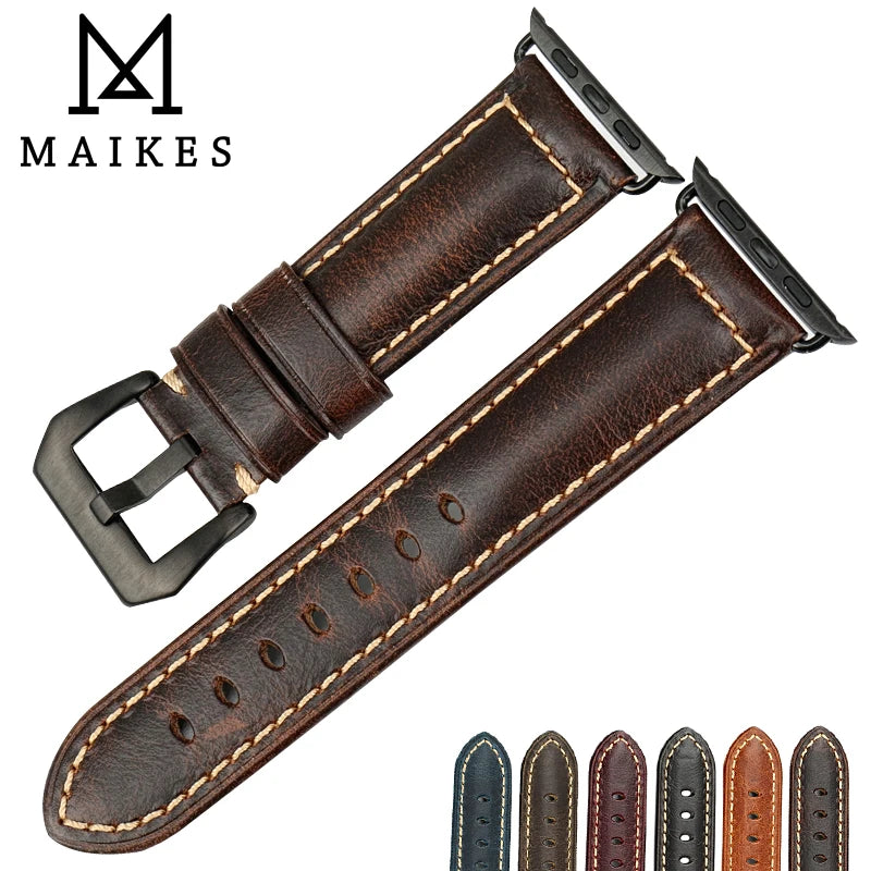 Vintage Genuine Leather Apple Watch Band Series 6–7, 38–45mm – MAIKES