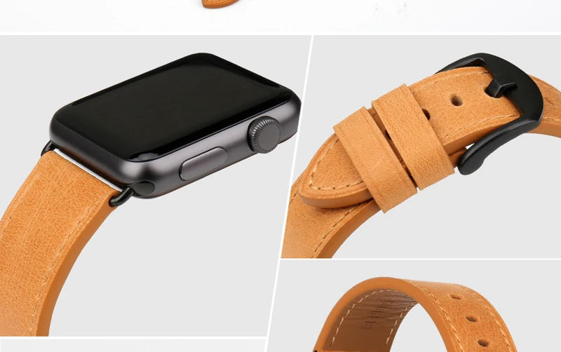 Top Quality Leather Strap For Apple Watch Band 45mm 41mm 44mm 40mm 42mm 38mm Series 7 6 SE 5 4 3 iWatch Watchband