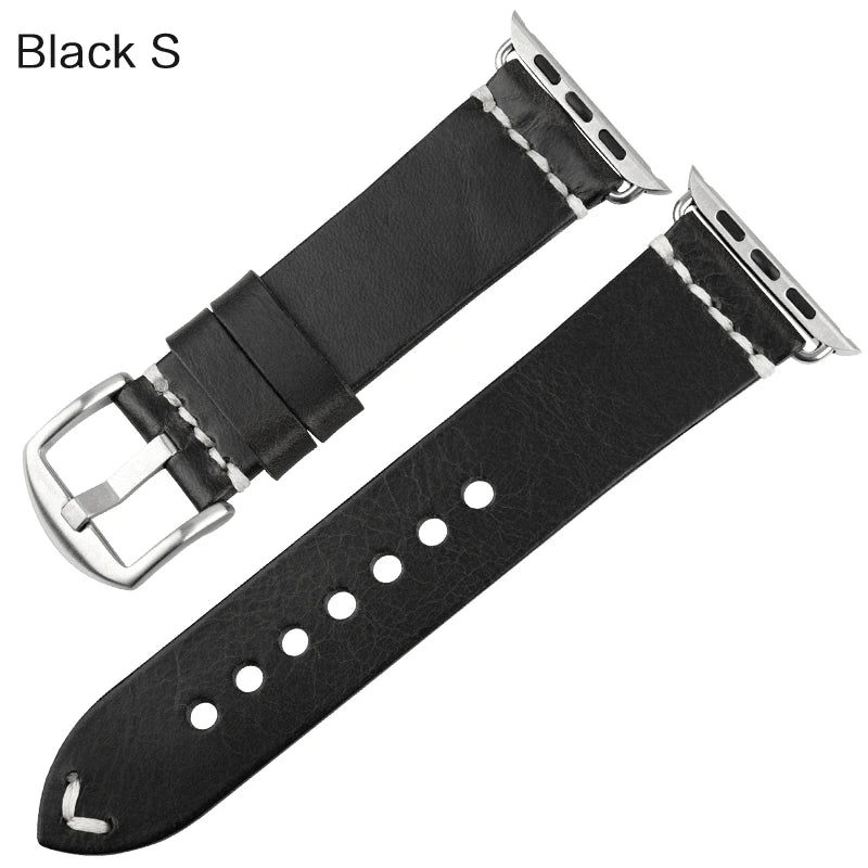 Vintage Oil Wax Leather Apple Watch Band Series 3–7, 38–45mm – MAIKES