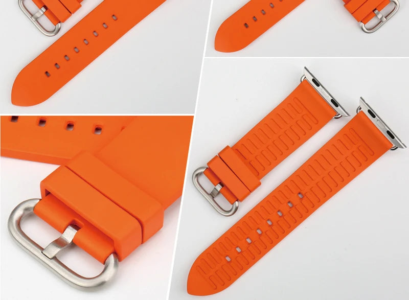 MAIKES Rubber Strap For Apple Watch Band 45mm 41mm 42mm 44mm 40mm Series 7 6 SE 5 4 3 iWatch Bracelet