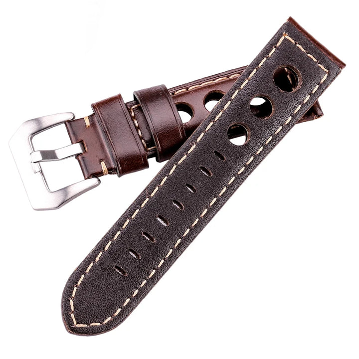 Oil Wax Cowhide Leather Watch Strap 22-24mm