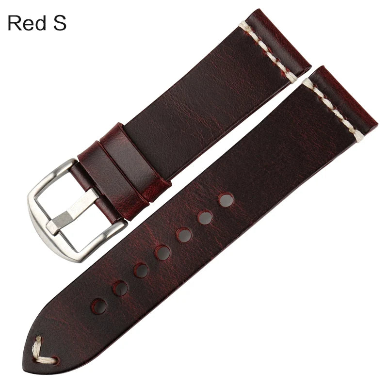 MAIKES Vintage Oil Wax Leather Watch Band Watch Accessories Bracelet 20mm 22mm 24mm Blue Watchband Watch Strap For Omega MIDO